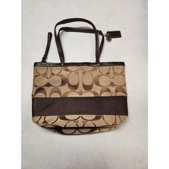 Coach Signature Tote Handbag Tan Brown - Picture 1 of 9